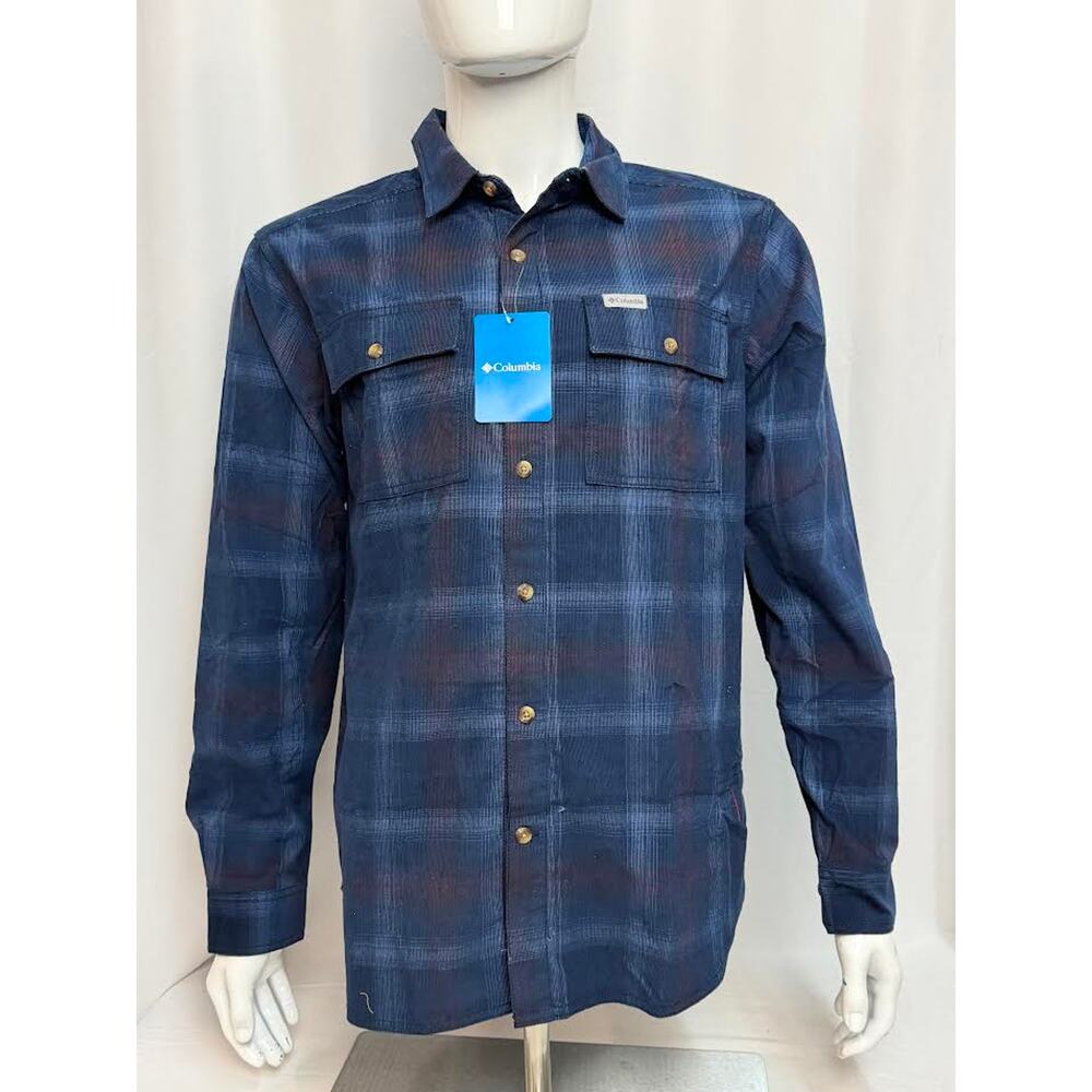 NWT! Columbia Men's Moss Trail EXS Long Sleeve Shirt Navy XS